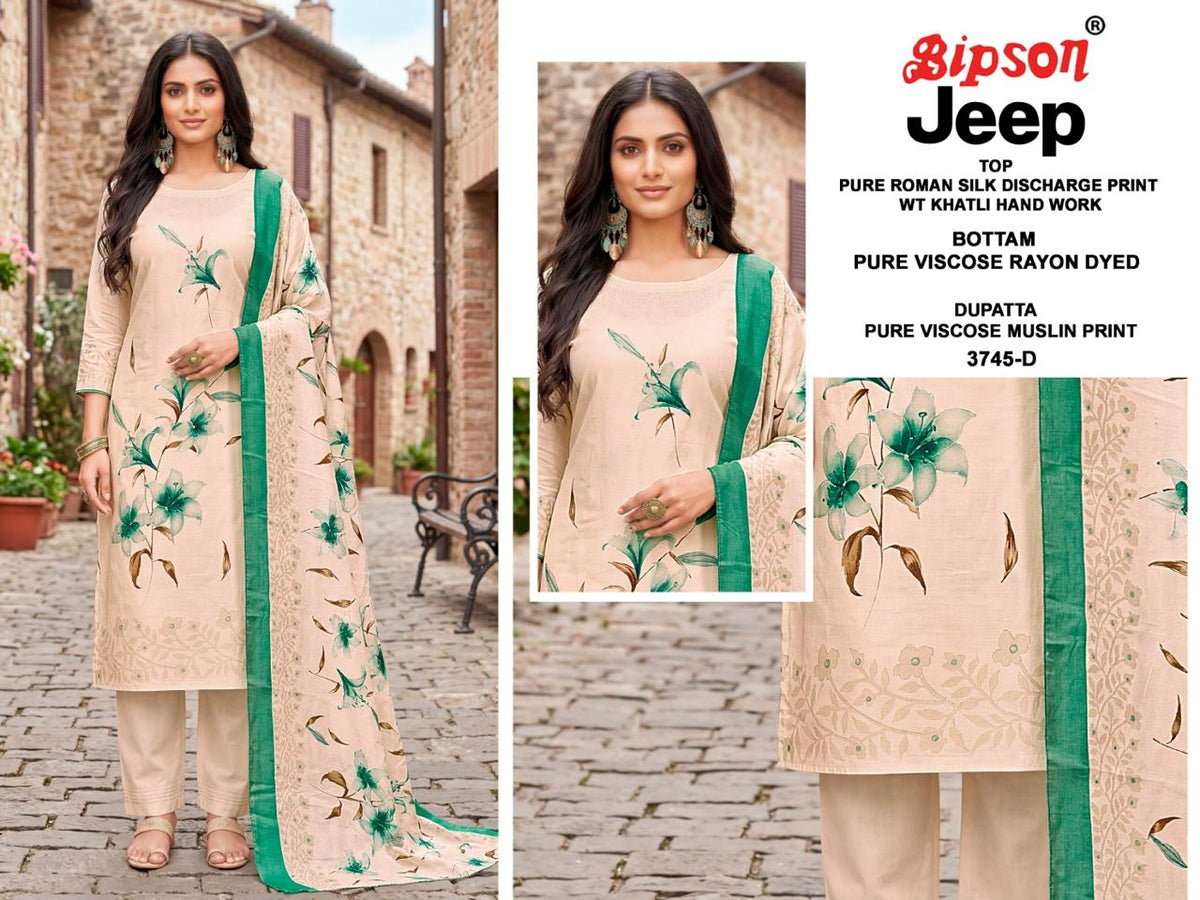 Jeep Wranglar 3740-3745 Bipson Prints Roman Silk Pant Style Suits Wholesaler Ahmedabad