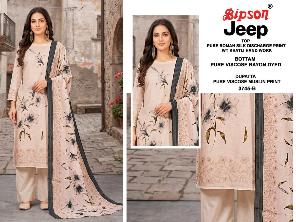 Jeep Wranglar 3740-3745 Bipson Prints Roman Silk Pant Style Suits Wholesaler Ahmedabad