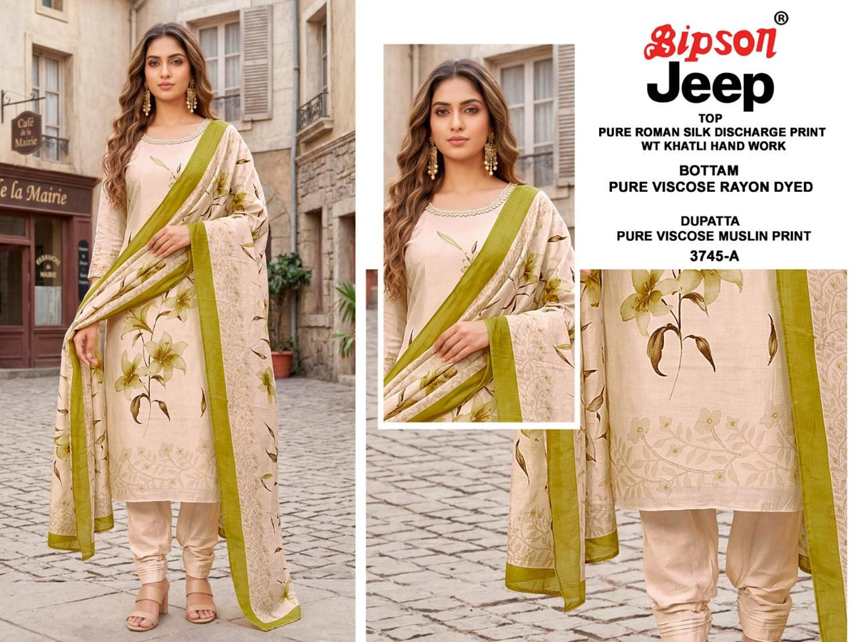 Jeep Wranglar 3740-3745 Bipson Prints Roman Silk Pant Style Suits Wholesaler Ahmedabad