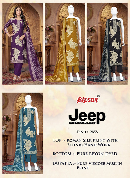 Jeep Wranglar 2858 Bipson Prints Roman Silk Pant Style Suits Wholesale Price