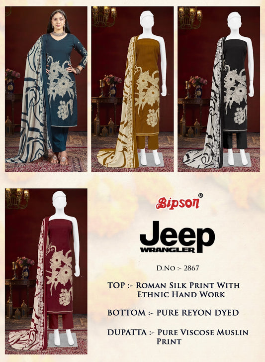 Jeep Wranglar 2867 Bipson Prints Roman Silk Pant Style Suits Supplier Gujarat