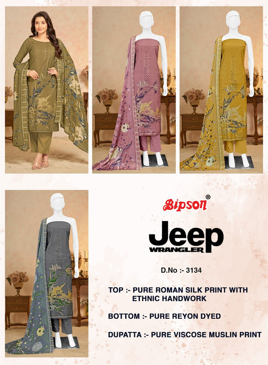 Jeep Wranglar 3134 Bipson Prints Roman Silk Pant Style Suits Wholesaler India