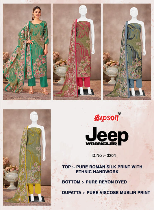 Jeep Wranglar 3204 Abcd Bipson Prints Roman Silk Pant Style Suits Wholesaler