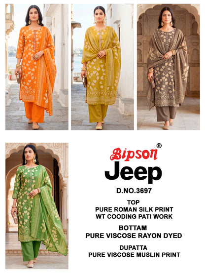 Jeep Wranglar 3697 Bipson Prints Roman Silk Pant Style Suits Wholesale Price