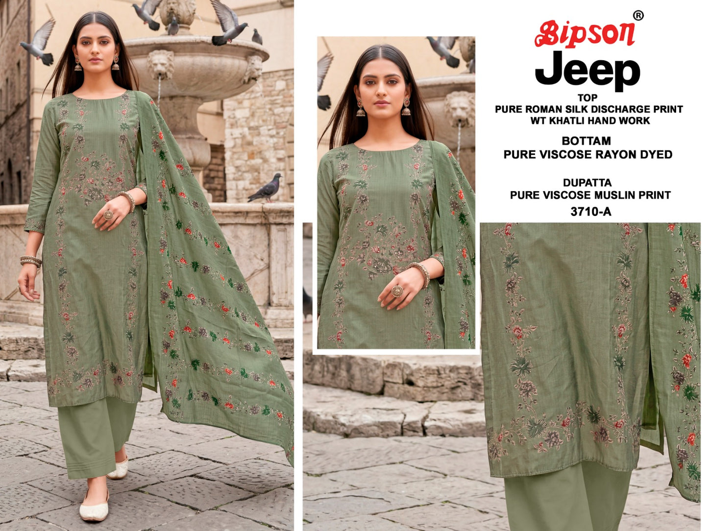 Jeep Wranglar 3710 Bipson Prints Roman Silk Pant Style Suits Wholesale
