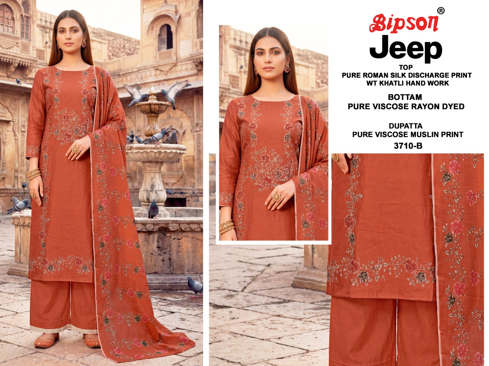 Jeep Wranglar 3710 Bipson Prints Roman Silk Pant Style Suits Wholesale