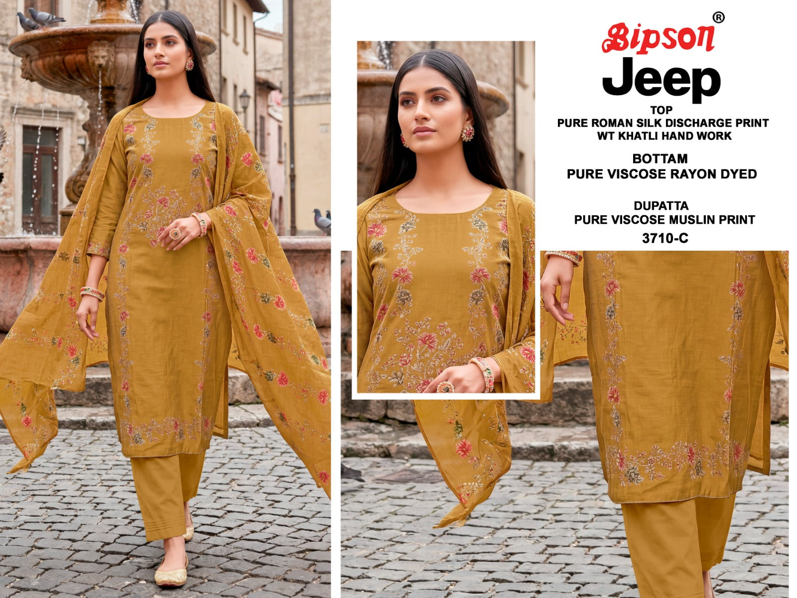Jeep Wranglar 3710 Bipson Prints Roman Silk Pant Style Suits Wholesale
