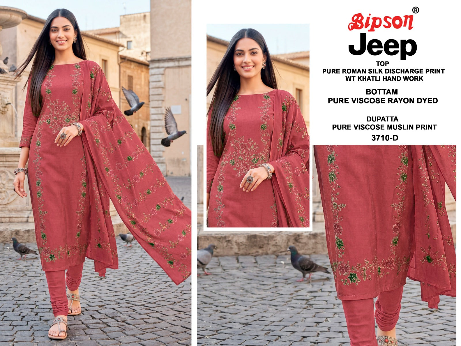 Jeep Wranglar 3710 Bipson Prints Roman Silk Pant Style Suits Wholesale