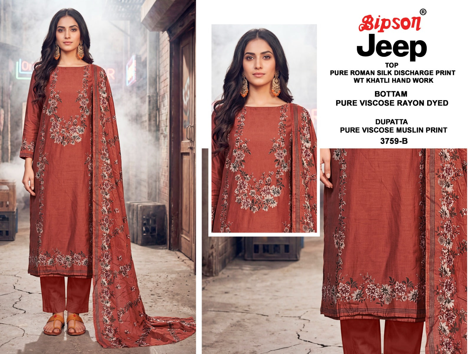 Jeep Wranglar 3759 Bipson Prints Roman Silk Pant Style Suits Supplier India