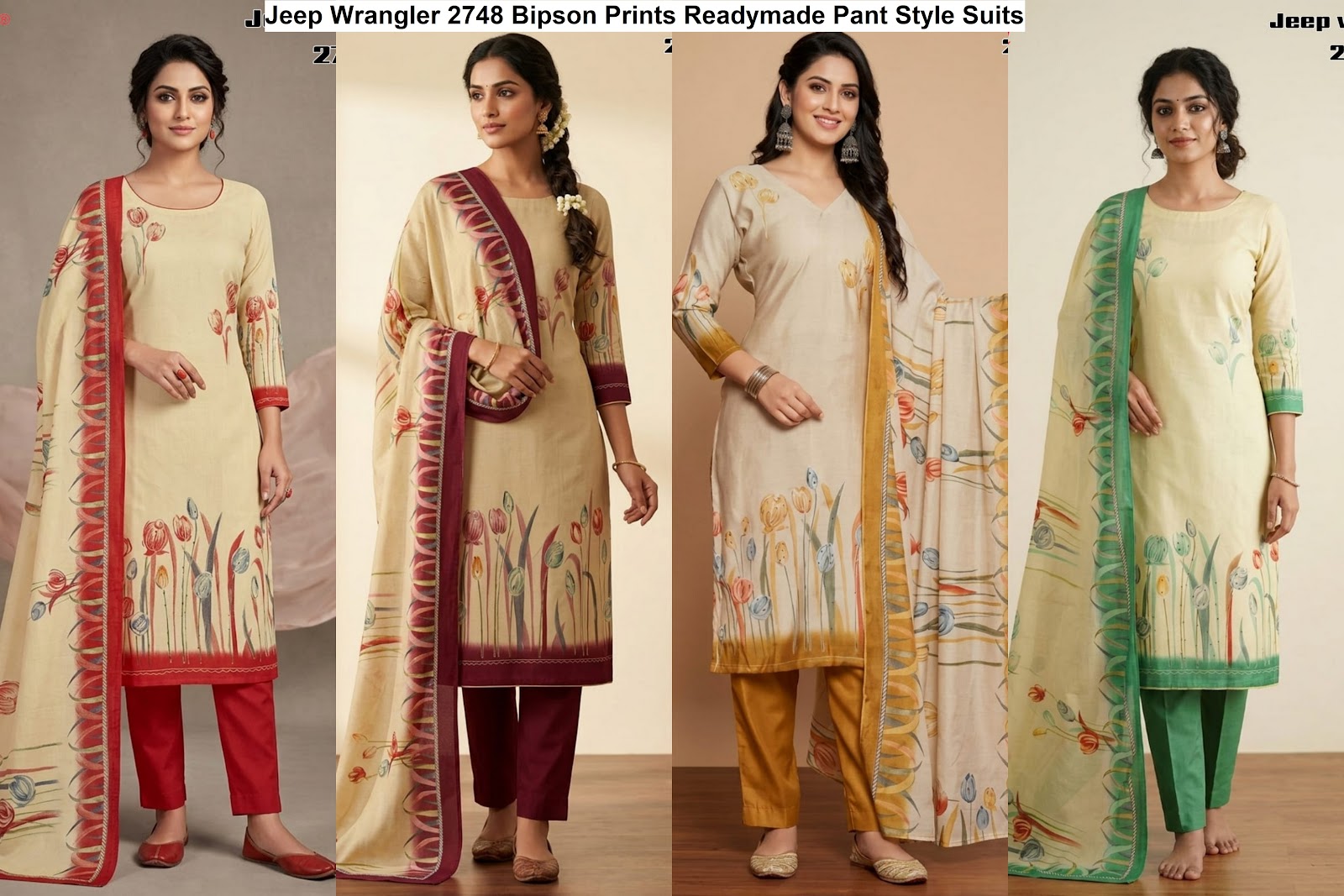 Jeep Wrangler 2748 Bipson Prints Roman Silk Readymade Pant Style Suits Exporter Gujarat