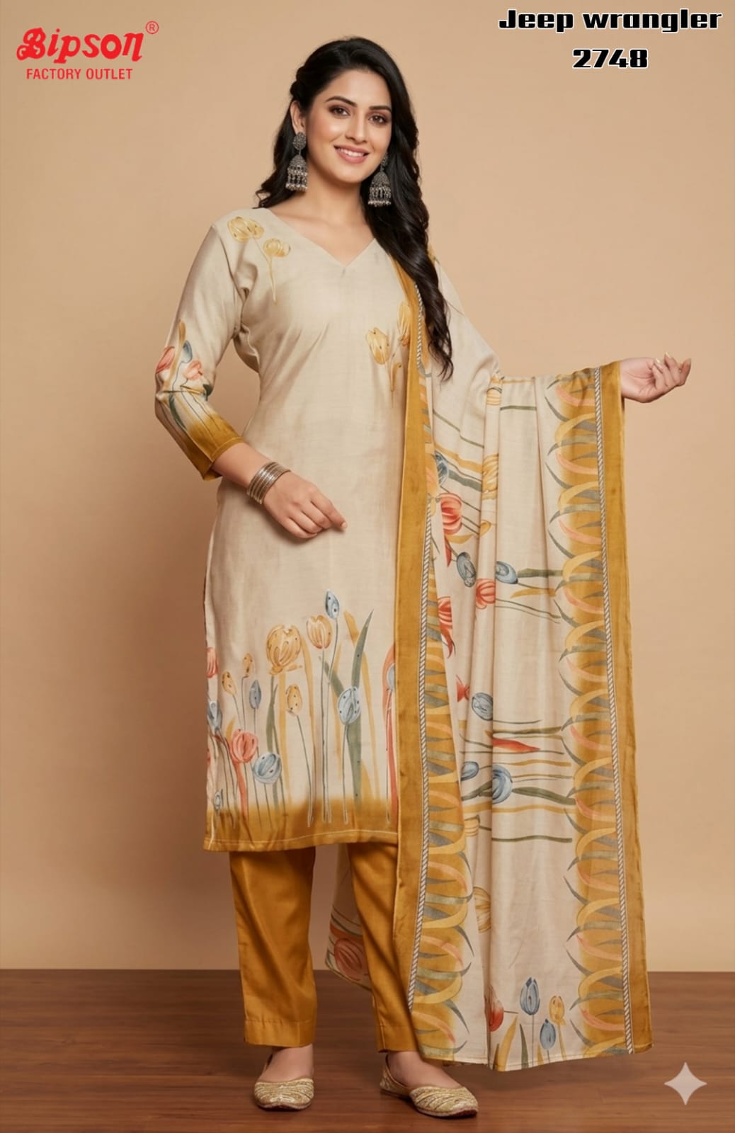 Jeep Wrangler 2748 Bipson Prints Roman Silk Readymade Pant Style Suits Exporter Gujarat