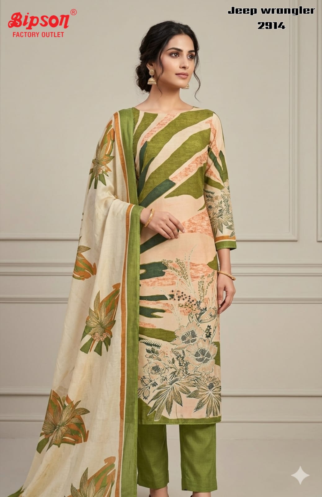 Jeep Wrangler 2914 Bipson Prints Roman Silk Readymade Pant Style Suits Supplier Gujarat