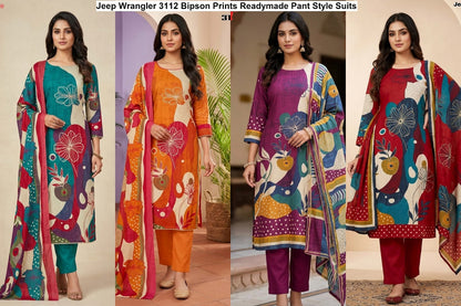 Jeep Wrangler 3112 Bipson Prints Roman Silk Readymade Pant Style Suits Manufacturer Gujarat