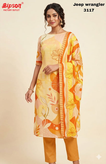 Jeep Wrangler 3117 Bipson Prints Roman Silk Readymade Pant Style Suits Exporter India