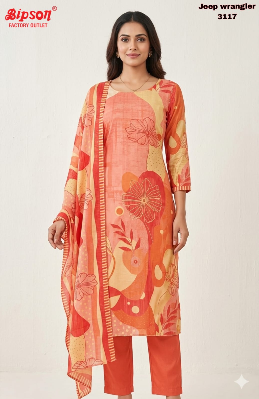 Jeep Wrangler 3117 Bipson Prints Roman Silk Readymade Pant Style Suits Exporter India