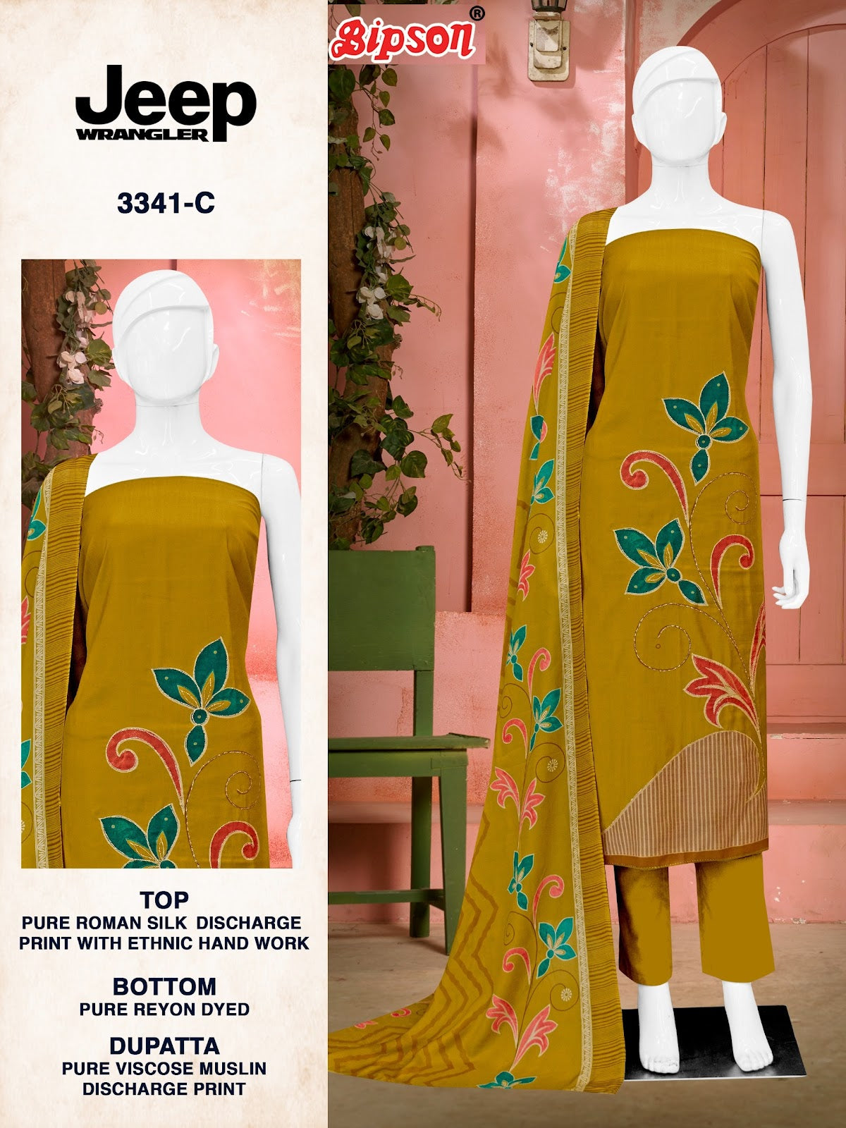 Jeep Wrangler 3341 Bipson Prints Roman Silk Pant Style Suits Wholesale