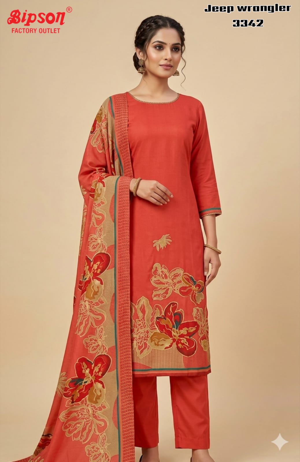 Jeep Wrangler 3342 Bipson Prints Roman Silk Readymade Pant Style Suits Manufacturer Gujarat