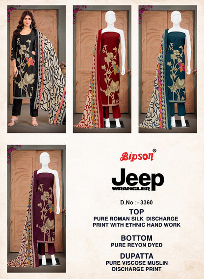 Jeep Wrangler 3360 Bipson Prints Roman Silk Pant Style Suits Manufacturer Gujarat