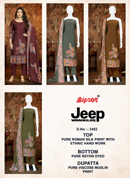 Jeep Wrangler 3482 Bipson Prints Roman Silk Pant Style Suits Supplier Gujarat