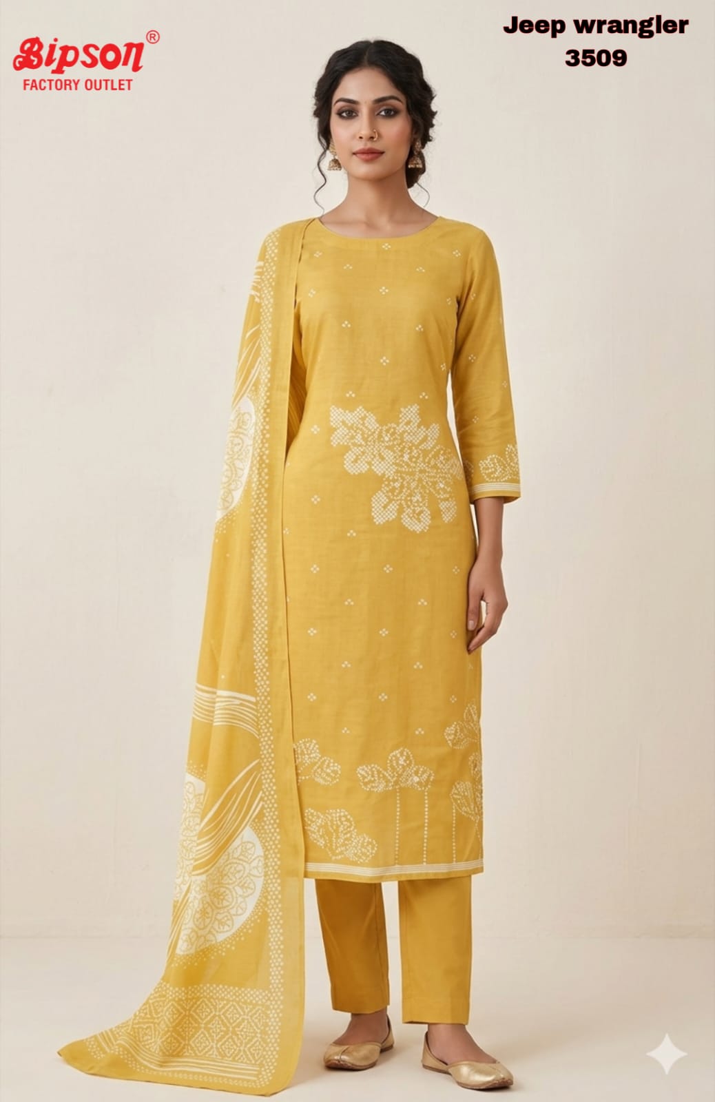Jeep Wrangler 3509 Bipson Prints Roman Silk Readymade Pant Style Suits Wholesale Price