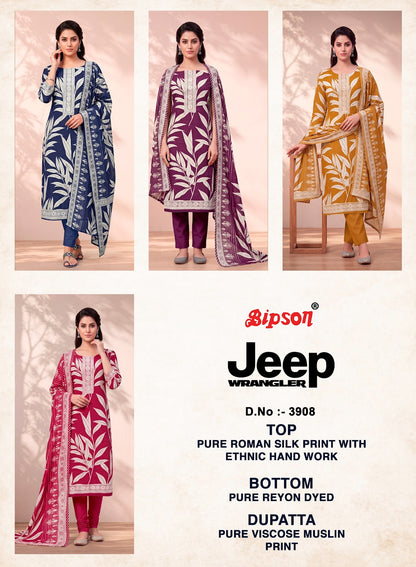 Jeep Wrangler 3908 Bipson Prints Roman Silk Pant Style Suits Manufacturer Gujarat