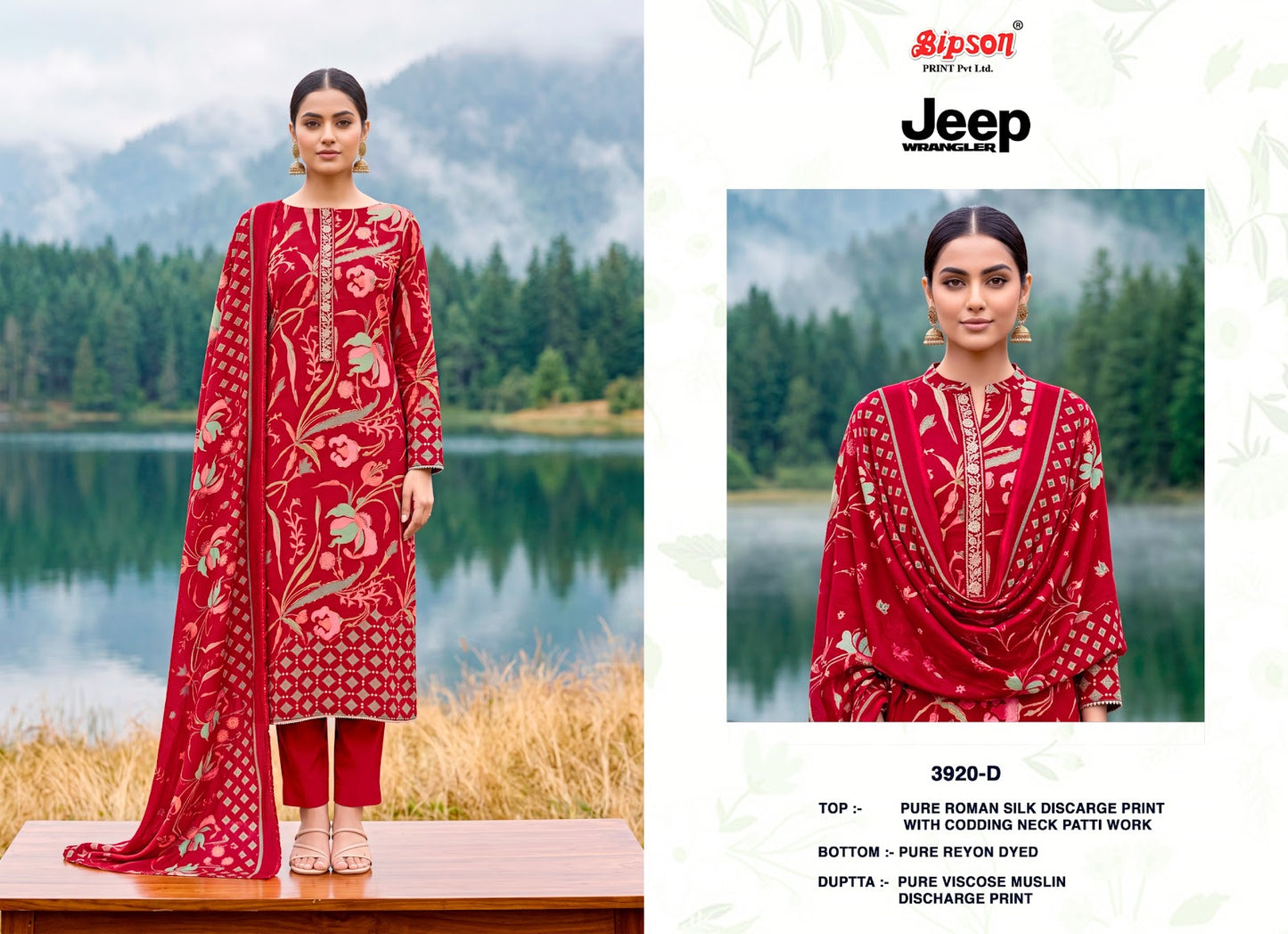 Jeep Wrangler 3920 Bipson Prints Roman Silk Pant Style Suits Wholesaler India