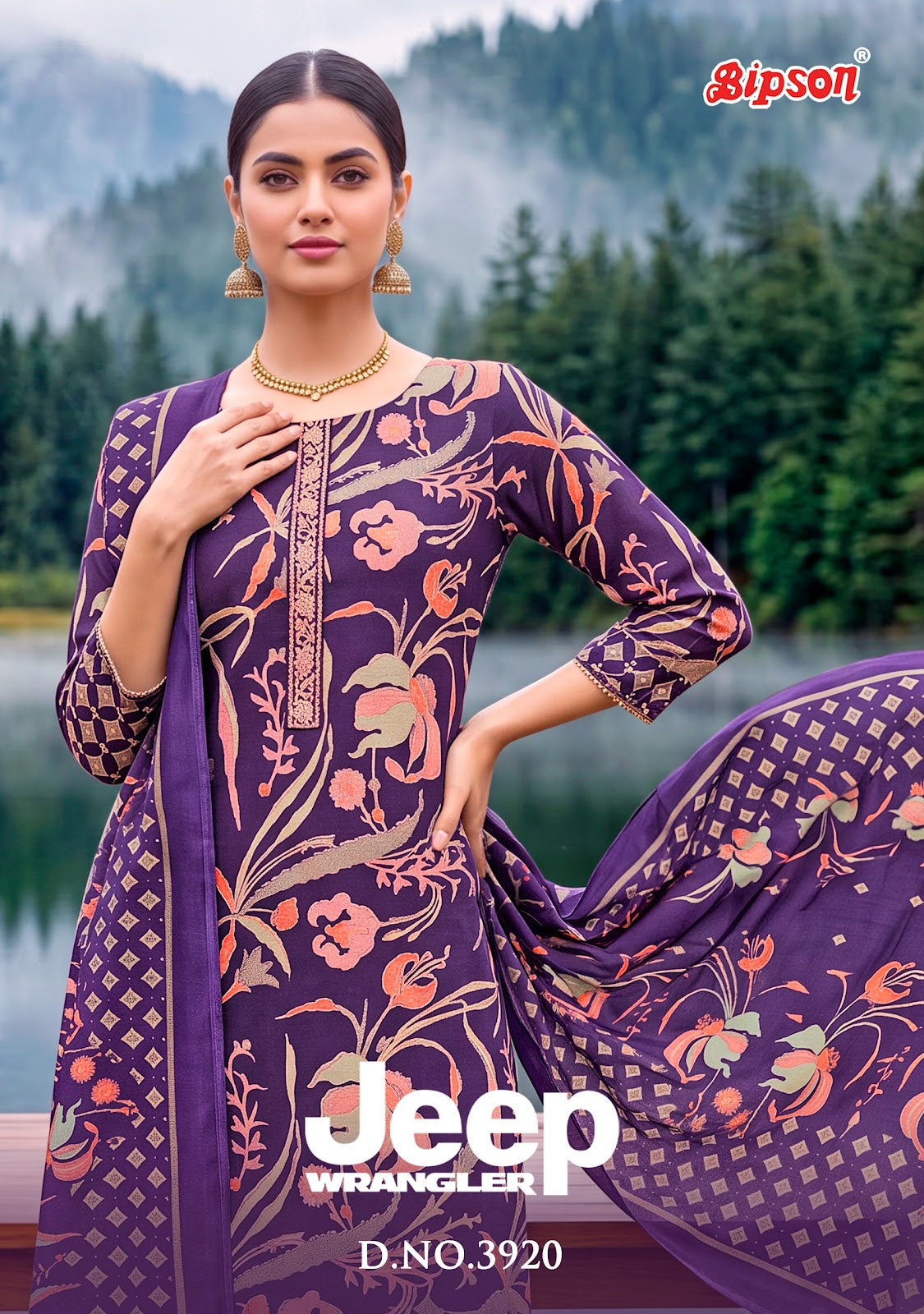 Jeep Wrangler 3920 Bipson Prints Roman Silk Pant Style Suits Wholesaler India