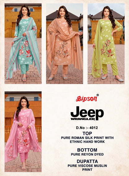 Jeep Wrangler 4012 Bipson Prints Roman Silk Pant Style Suits Supplier India