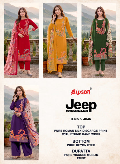 Jeep Wrangler 4046 Bipson Prints Roman Silk Pant Style Suits Manufacturer Gujarat