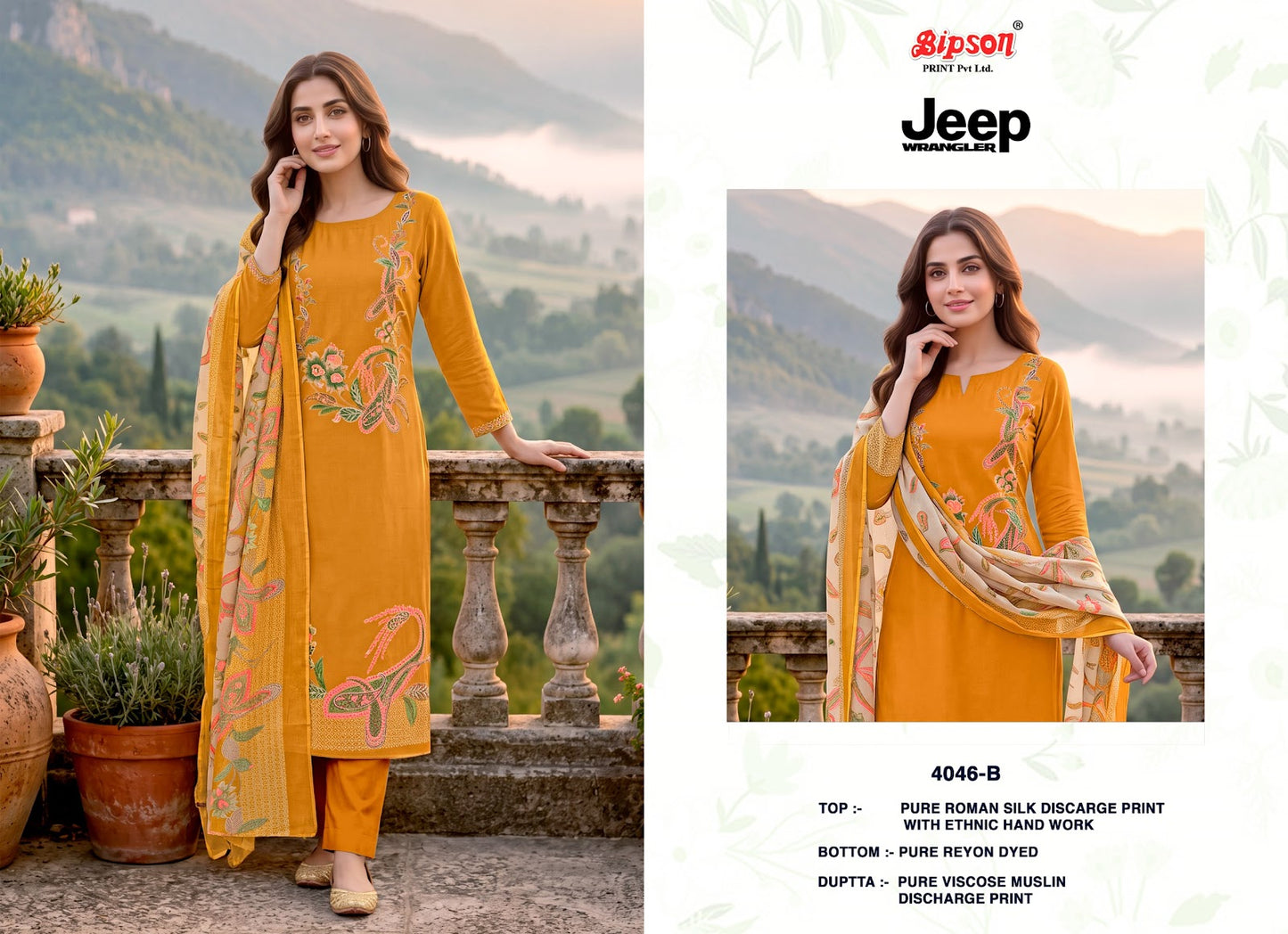 Jeep Wrangler 4046 Bipson Prints Roman Silk Pant Style Suits Manufacturer Gujarat