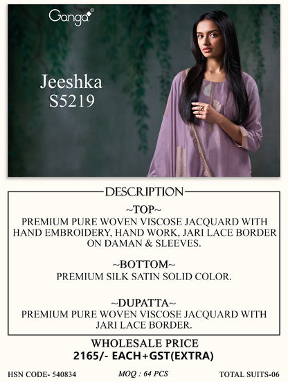 Jeeshka S5219 Ganga Woven Pant Style Suits Supplier Gujarat