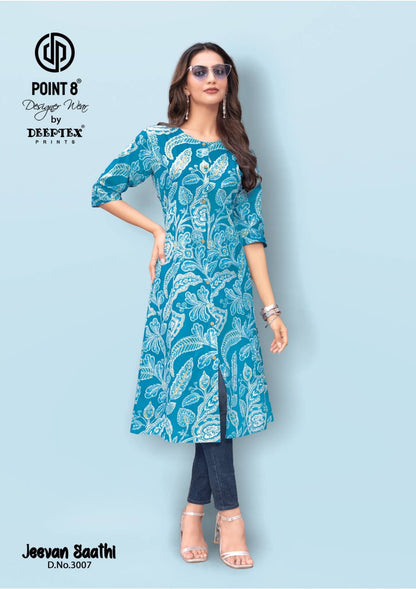 Jeevan Sathi Vol 3 Deeptex Prints Cotton A-Line Kurti Wholesaler