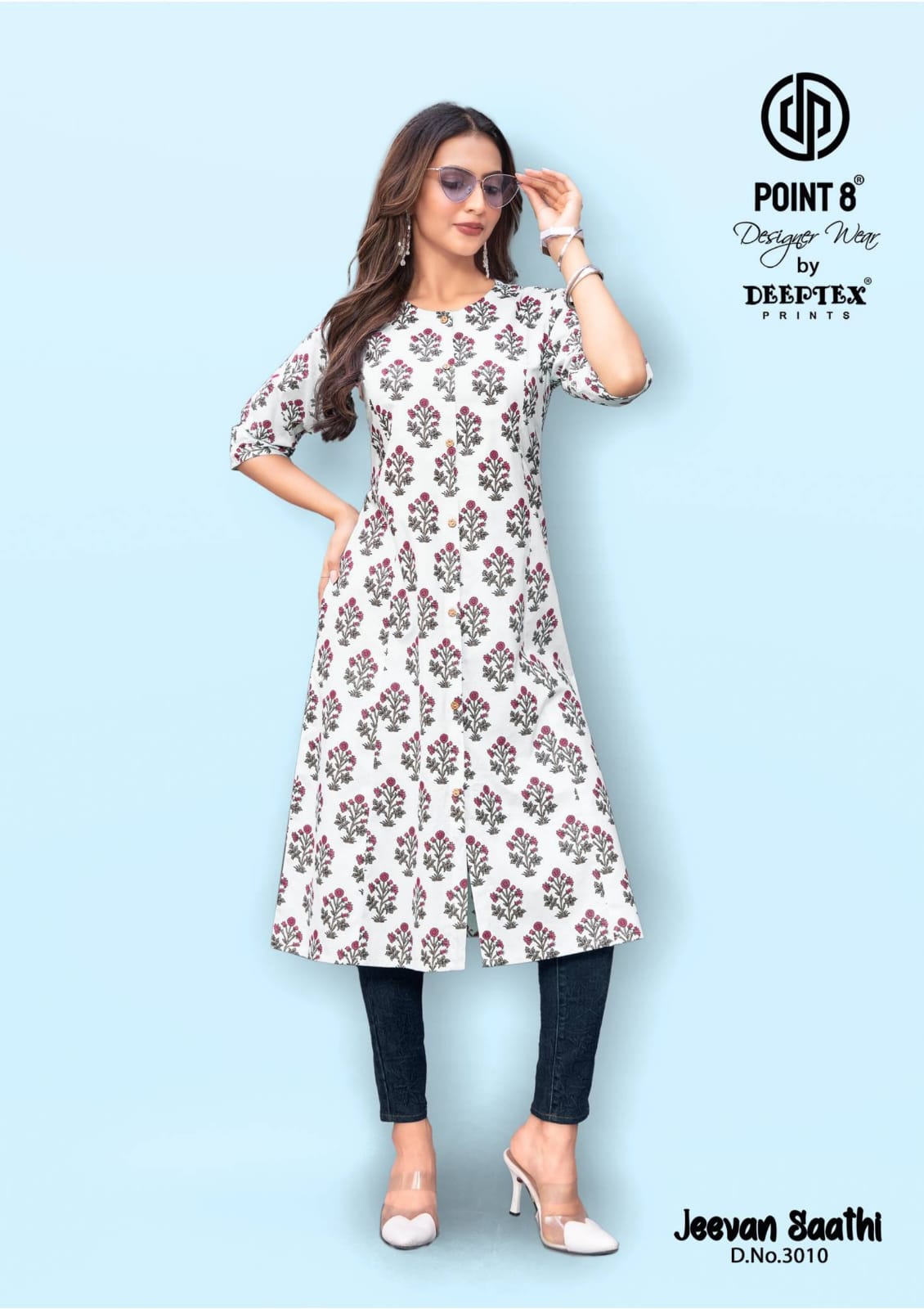 Jeevan Sathi Vol 3 Deeptex Prints Cotton A-Line Kurti Wholesaler
