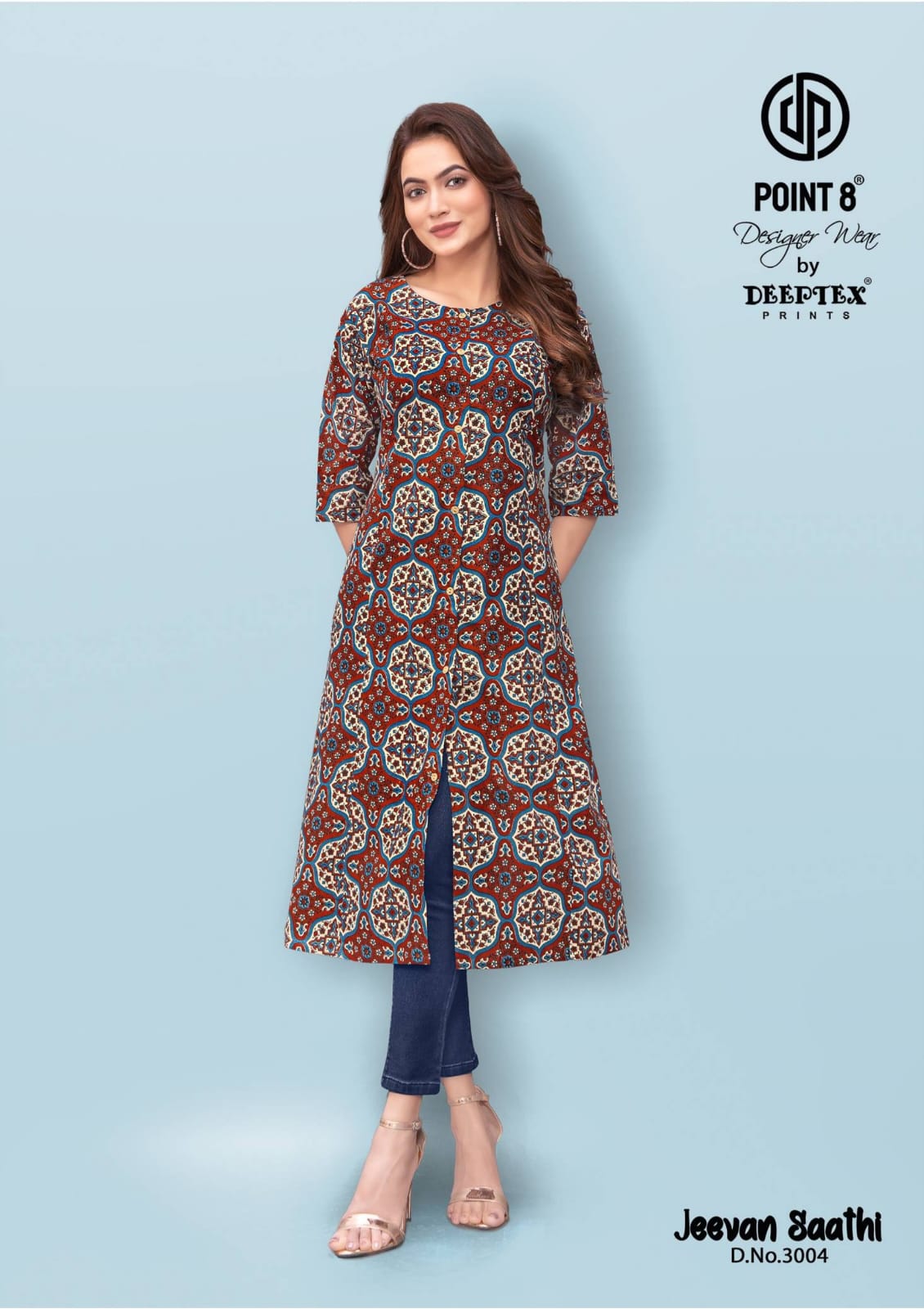 Jeevan Sathi Vol 3 Deeptex Prints Cotton A-Line Kurti Wholesaler
