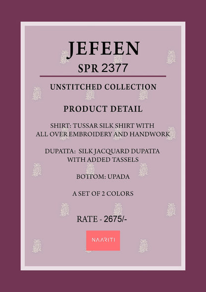 Jefeen Naariti Tussar Silk Salwar Suits Wholesale Price