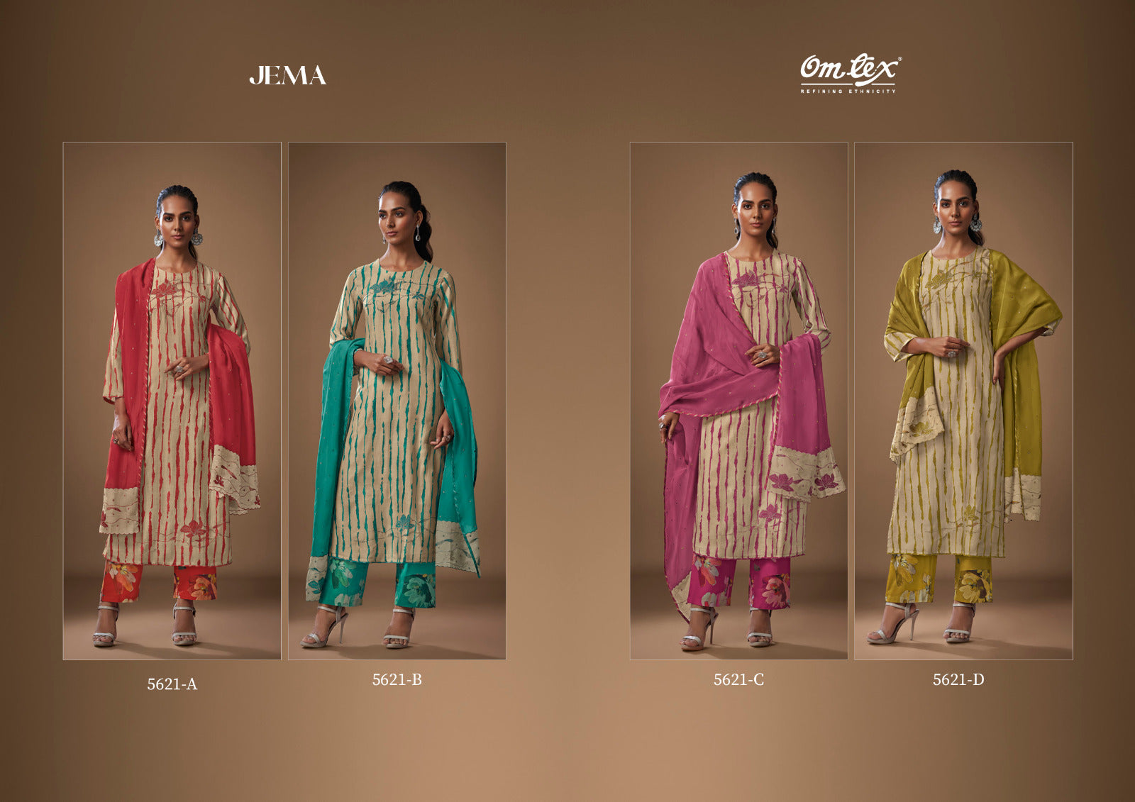 Jema Omtex Daisy Silk Pant Style Suits Supplier Gujarat