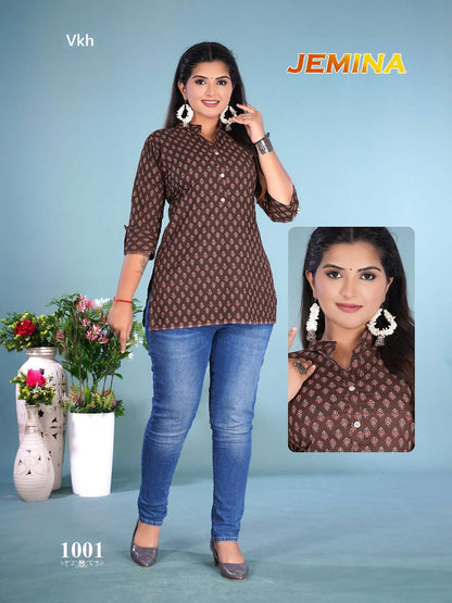 Jemina Vkh Cotton Short Kurtis Exporter