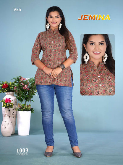 Jemina Vkh Cotton Short Kurtis Exporter