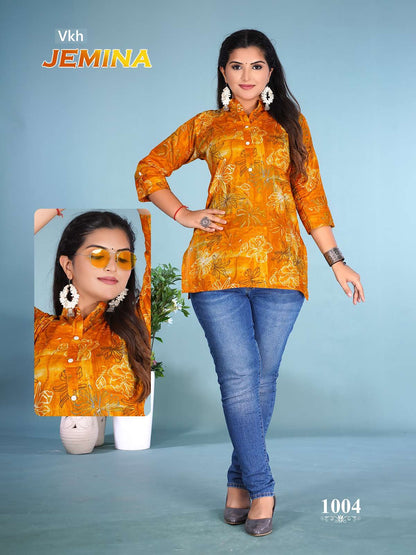 Jemina Vkh Cotton Short Kurtis Exporter