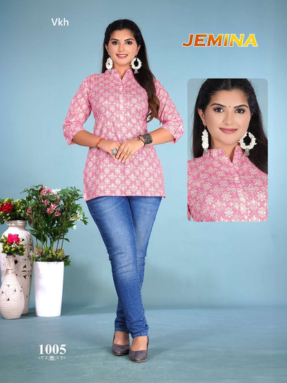 Jemina Vkh Cotton Short Kurtis Exporter