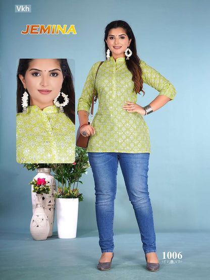 Jemina Vkh Cotton Short Kurtis Exporter