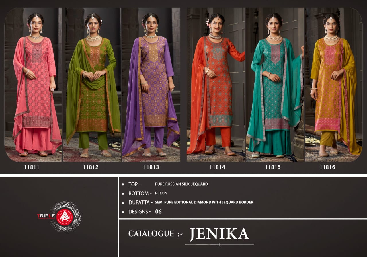 Jenika Triple Aaa Russian Silk Pant Style Suits Wholesale Rate