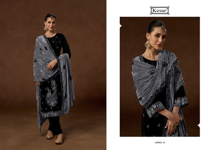 Jenisha 140001 Kesar Crush Velvet Suits Supplier India