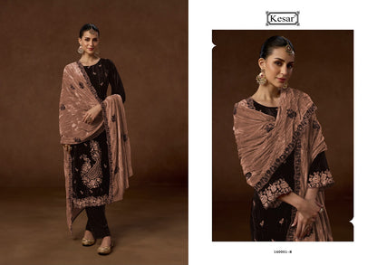 Jenisha 140001 Kesar Crush Velvet Suits Supplier India