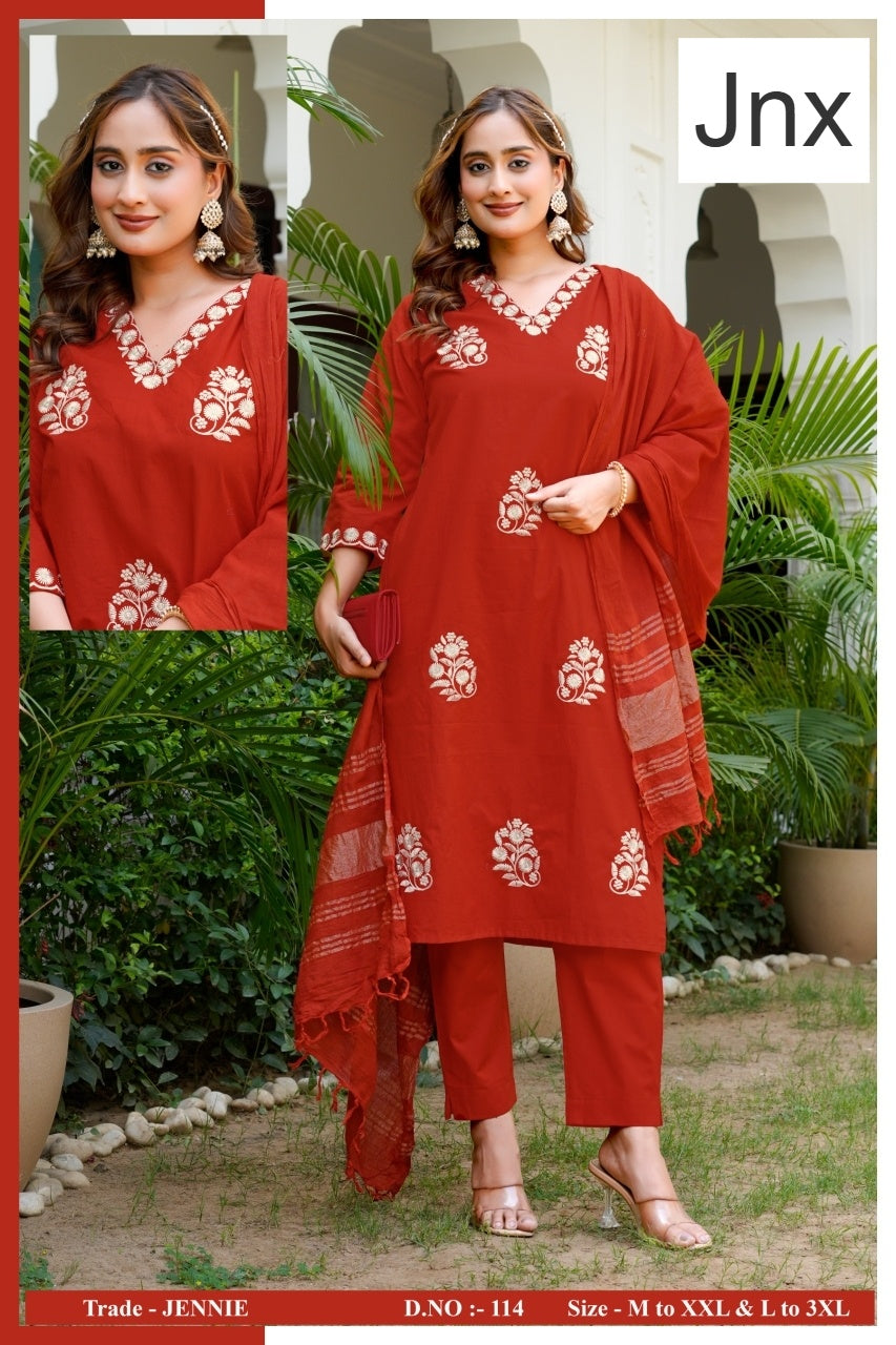 Jennie Jnx Dhabu Cotton Readymade Pant Style Suits Exporter Ahmedabad