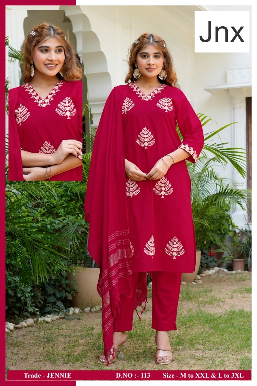 Jennie Jnx Dhabu Cotton Readymade Pant Style Suits Exporter Ahmedabad