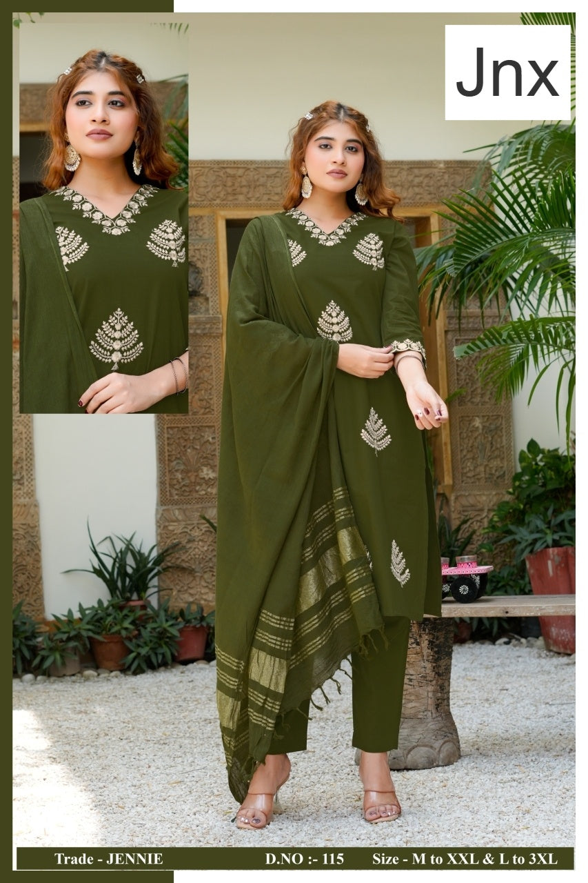 Jennie Jnx Dhabu Cotton Readymade Pant Style Suits Exporter Ahmedabad