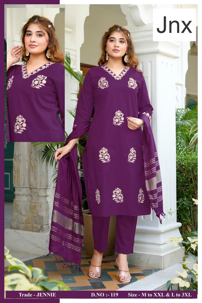 Jennie Jnx Dhabu Cotton Readymade Pant Style Suits Exporter Ahmedabad