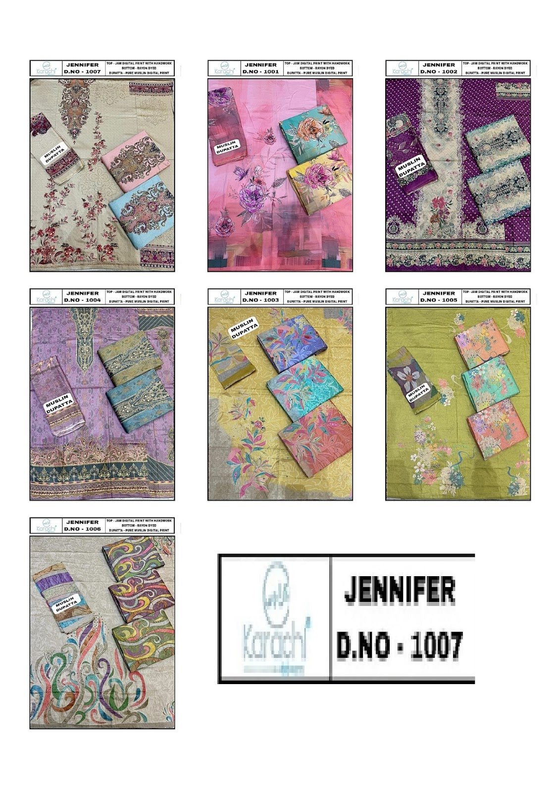 Jennifer Karachi Prints Pure Jam Salwar Suits Manufacturer India
