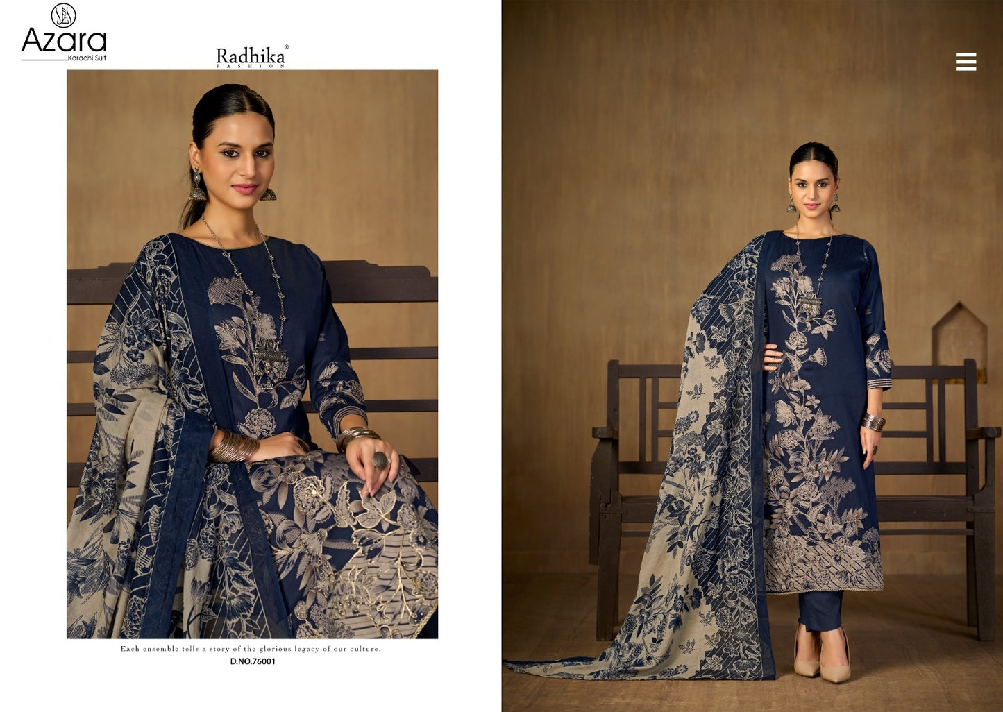 Jennifer Vol 2 Radhika Fashion Azara Zam Cotton Karachi Salwar Suits Exporter India
